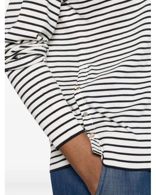 Herno White Striped Long-Sleeve Top
