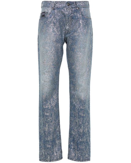 Jeans slim a vita media di Versace in Blue