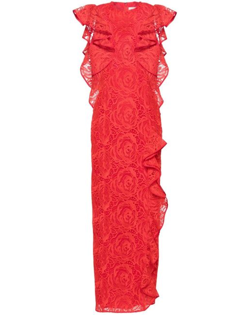 Robe longue Callum à dentelle fleurie Huishan Zhang en coloris Red