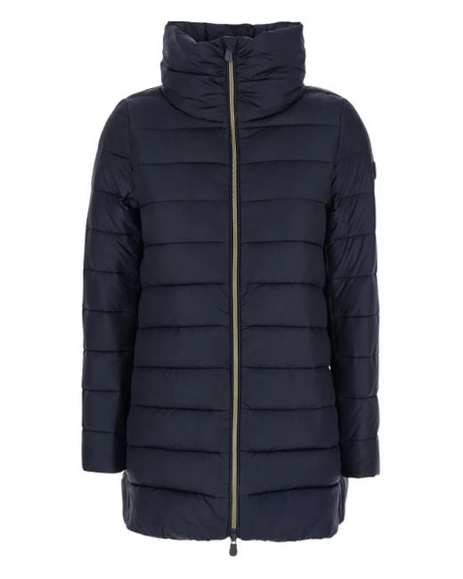 Save The Duck Blue Lydia High-Neck Quilted Coat