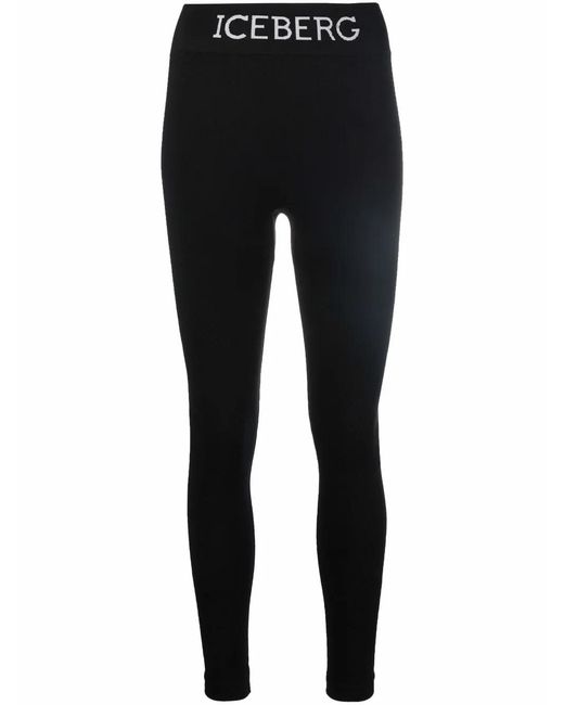 Iceberg Black Logo Print Leggings