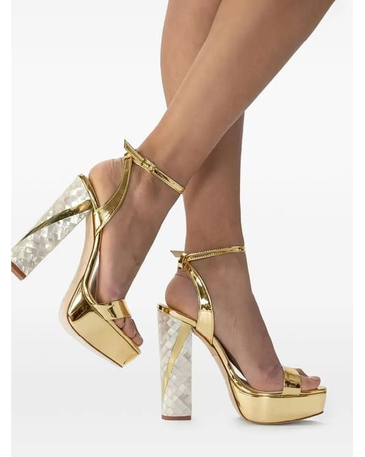 freya rose Metallic Tyra Block-Heel Sandals