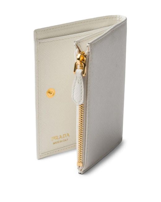 Prada White Small Saffiano Wallet