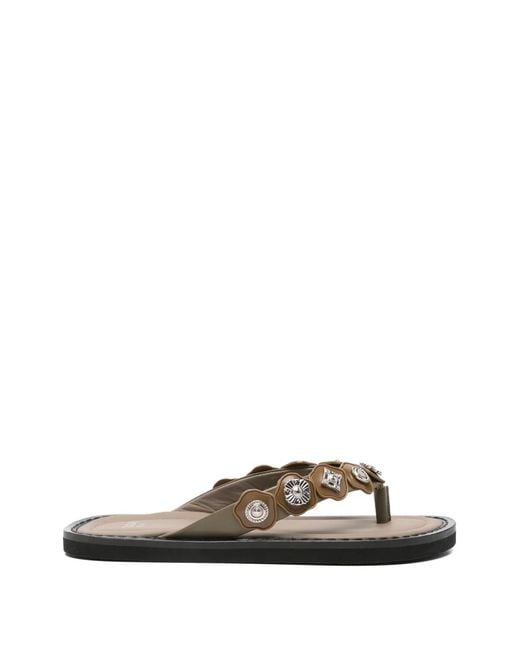 Toga White Embellished Leather Sandals