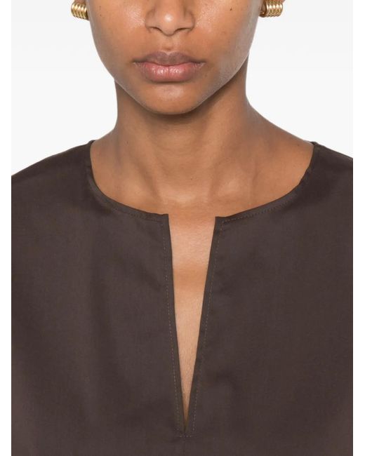Carla G Brown Split-Neck Sleeveless Top