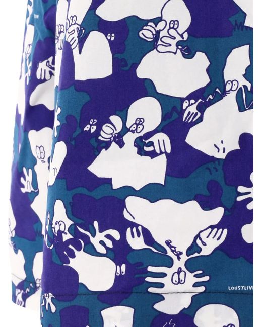 Junya Watanabe "junya Watanabe X Lousy Livin" Gedrukte Shorts in het Blue voor heren