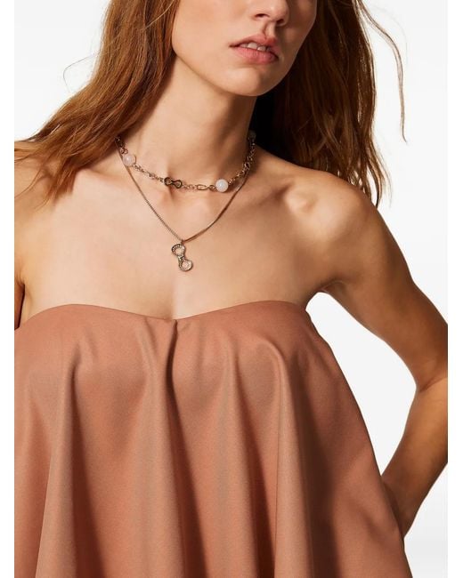 Twinset Brown High-Low Strapless Top