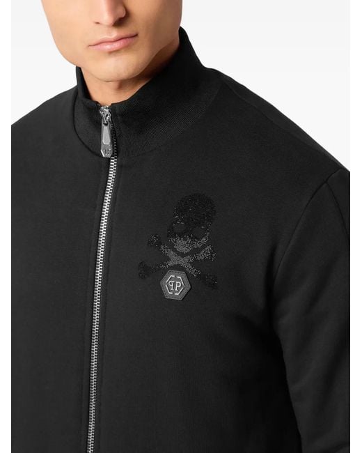 Philipp Plein Black Skull-Embellished Bomber Jacket for men