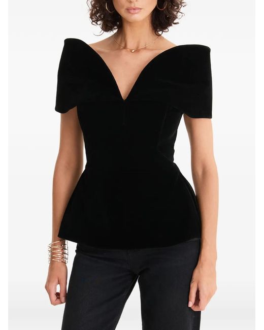 MOOS STUDIO Black V-Neck Peplum Top