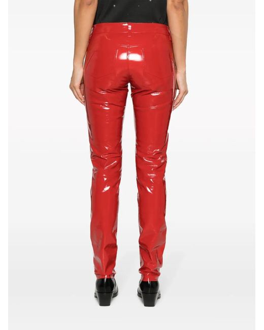 Zadig & Voltaire Red Peko Skinny Vinyl Trousers