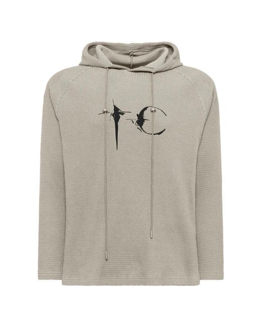 THUG CLUB Gray Bulk Shoulder Waffle-Knit Hoodie for men