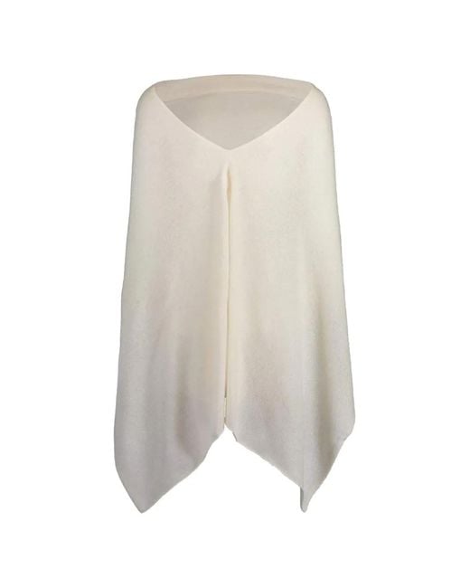 Minnie Rose White Ruana Cashmere Poncho