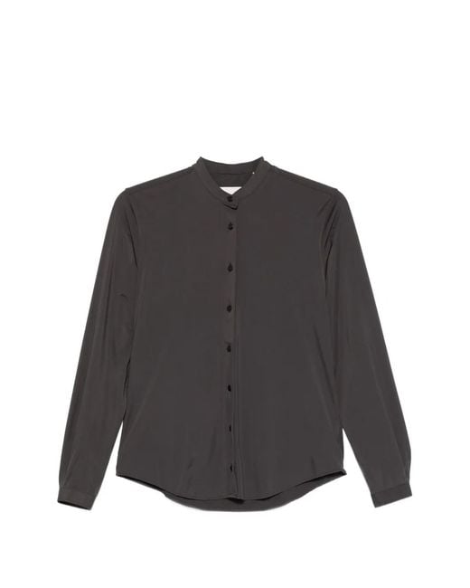 Xacus Gray Magda Band-Collar Button-Up Shirt