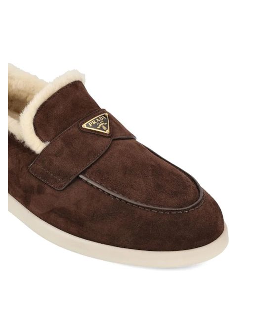 Prada Loafer aus Wildleder mit Shearling in Brown für Herren