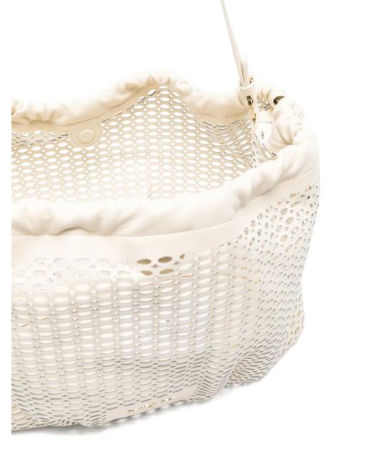 Patrizia Pepe White Medium Bubble Leather Shoulder Bag