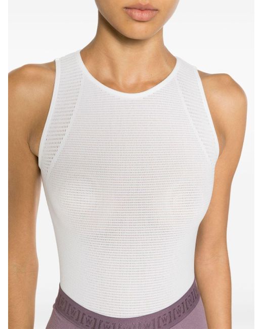 Wolford White Warp-knit Sleeveless Bodysuit