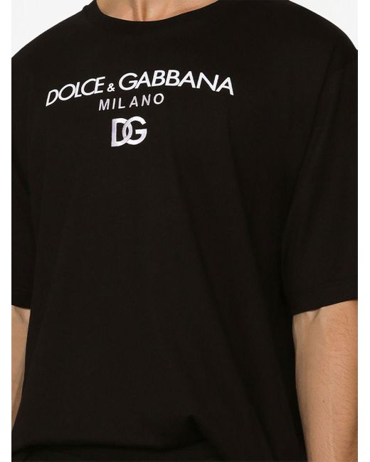 Dolce & Gabbana Katoenen T-shirt Met Geborduurd Logo in het Black voor heren