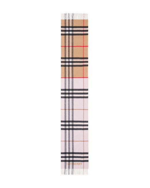 Burberry Pink Contrast-check Fringed Scarf