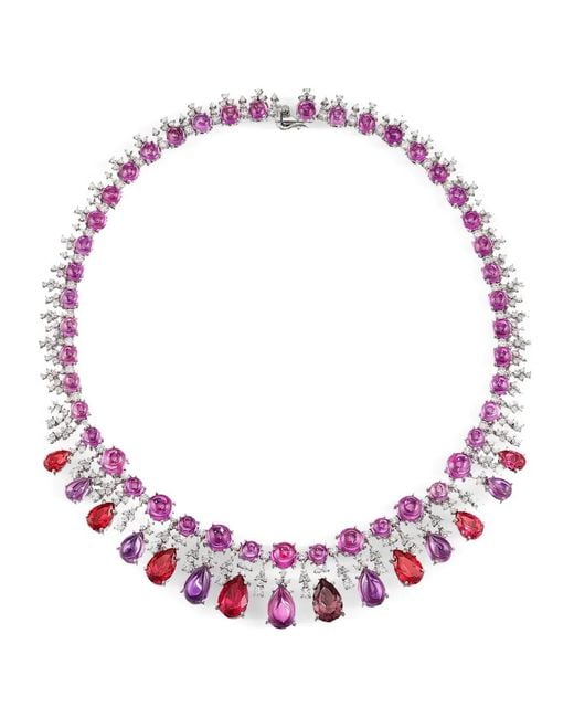 Anabela Chan Pink 18Kt Pomegranate Tutti Frutti Necklace