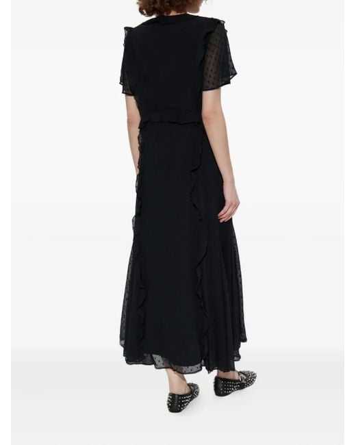 AllSaints ドットディテール フリルワンピース Black