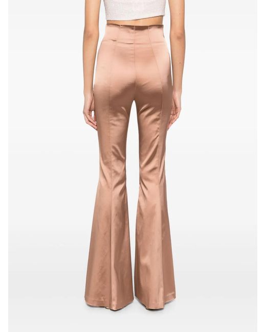 Elisabetta Franchi Natural Satin Flared Trousers