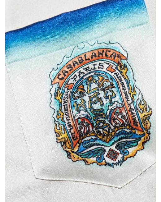 メンズ Casablanca シルクシャツ Blue