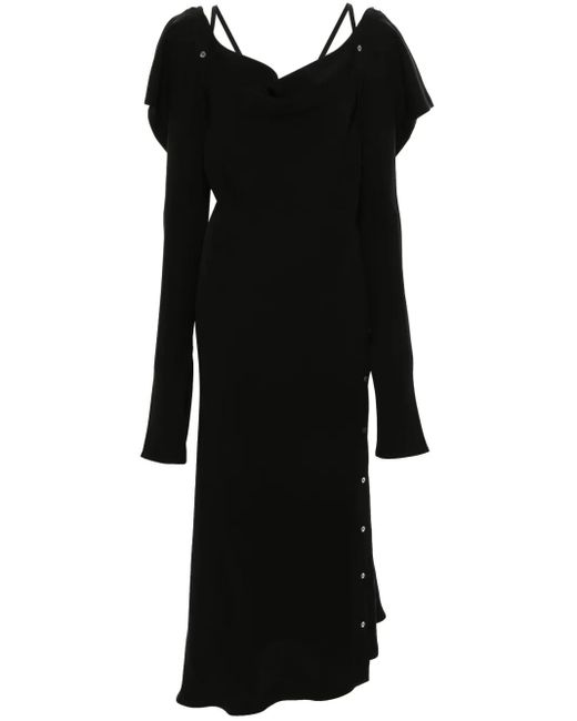 Setchu Black Seiden-Maxikleid Mit Abnehmbaren Ärmeln