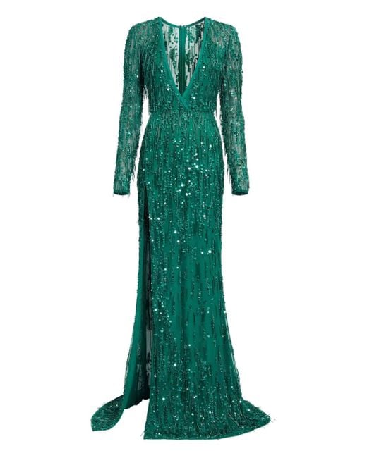 Elie Saab Bead-embellished Maxi Dress Green
