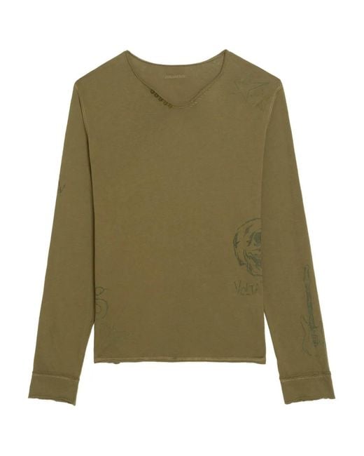 Zadig & Voltaire Green Monastir Henley T-Shirt for men
