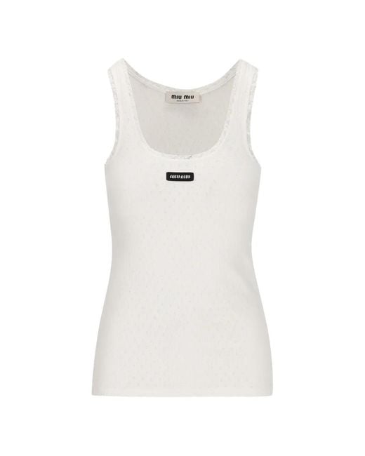 Miu Miu White Log Octton Tank Top