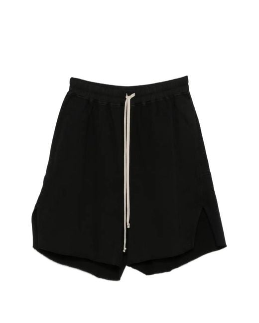 Rick Owens Black Drawstring Zip-Detail Cotton Shorts for men