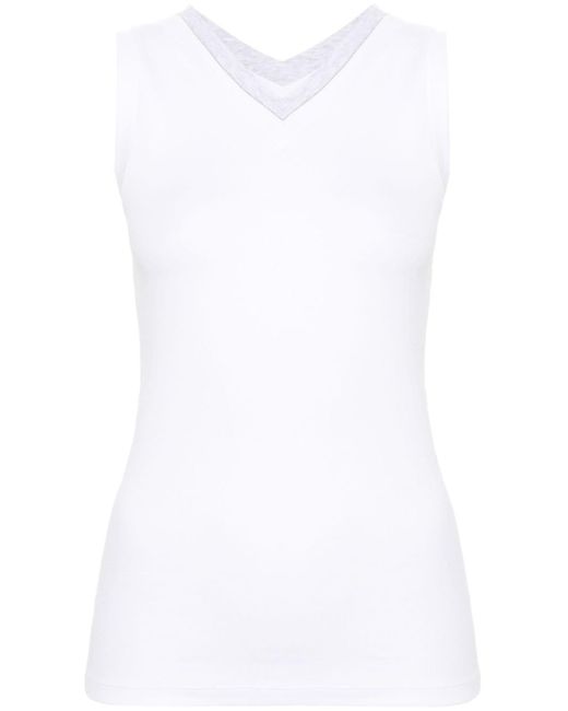 Peserico White T-Shirt mit Perlenverzierung
