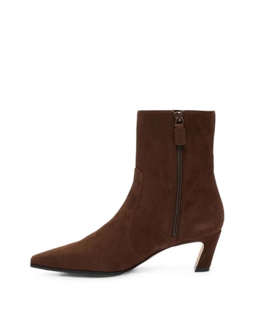 Stuart Weitzman Brown Stassi Sculptural-Heel Ankle Boots