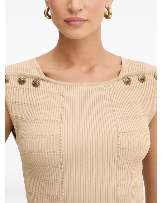 Guess Blue Button Ribbed Top