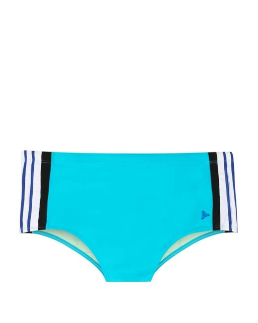 Amir Slama Blue X Mahaslama Logo-appliqué Striped Swim Shorts for men