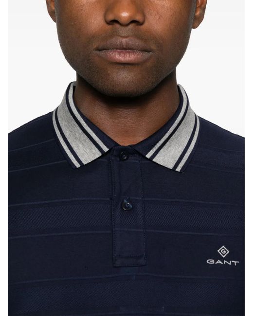 Gant Blue Embroidered-Logo Polo Shirt for men