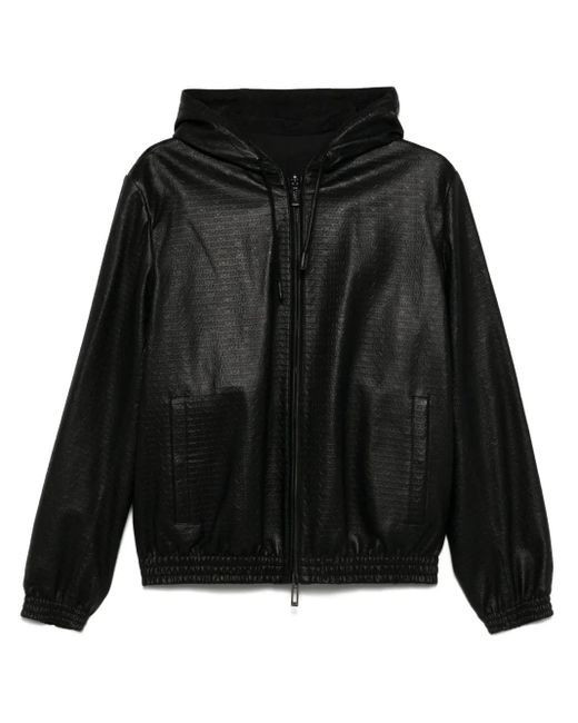 メンズ Emporio Armani ロゴエンボス リバーシブルジャケット Black