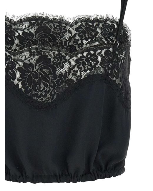 Elisabetta Franchi Black Lace-Detailing Top