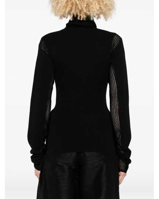 DIOTIMA Black Mesh-Panel Turtleneck Top