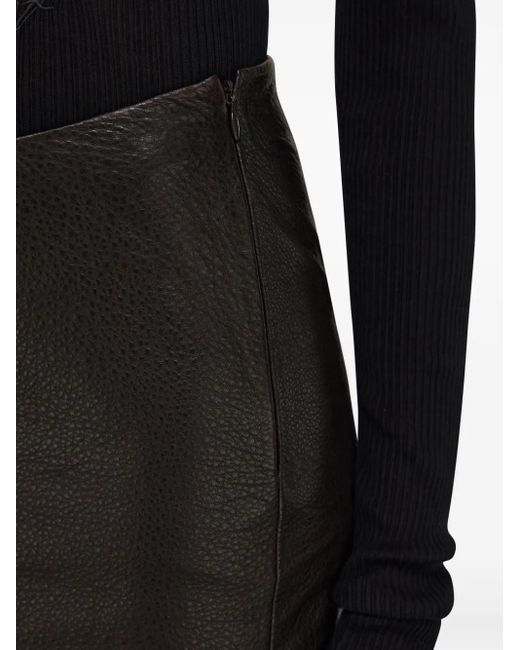 Ferragamo Black Leather Mini Skirt