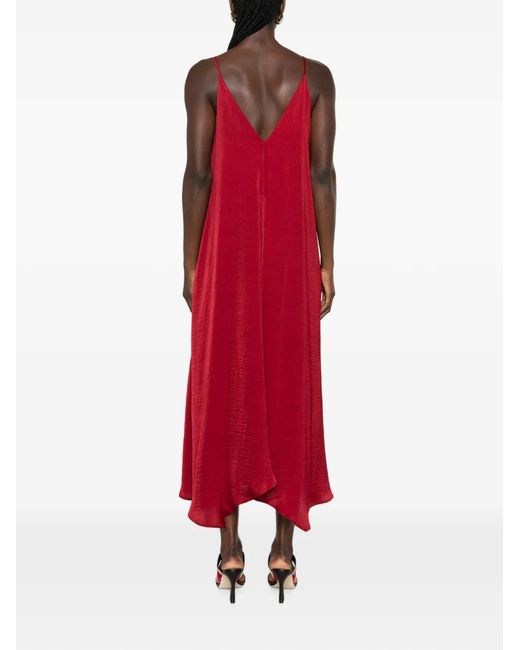 MOUTAKI Red Square-Neck Midi Dress