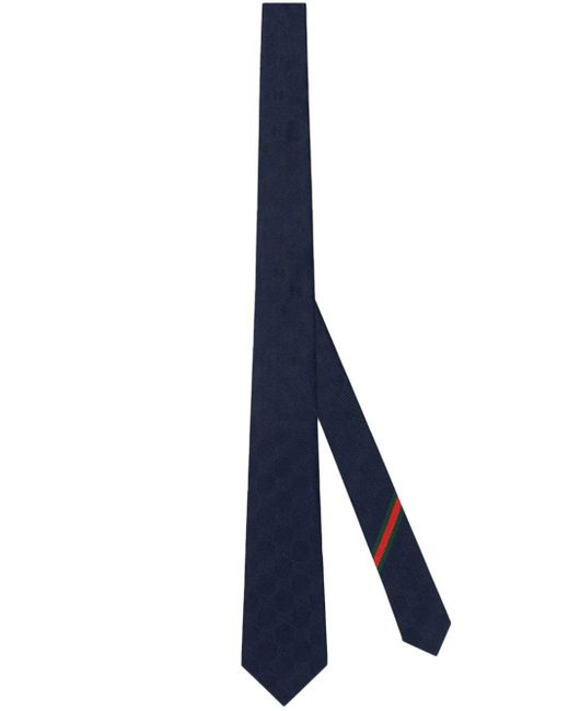 Gucci Blue GG Damier-jacquard Silk Tie for men