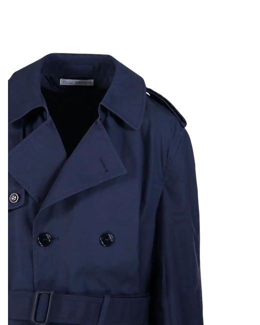 E.L.V. Denim Blue Hackney Belted Double-Breasted Trench Coat