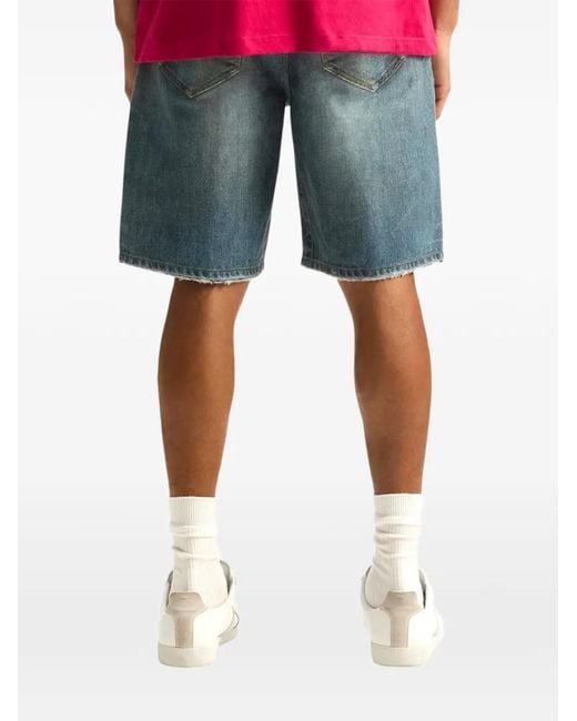 Purple Brand Blue Jewel-Embellished Denim Shorts for men