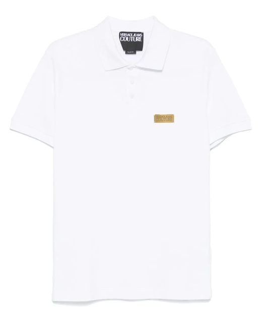 Versace Jeans Couture White Logo-Plaque Polo Shirt for men