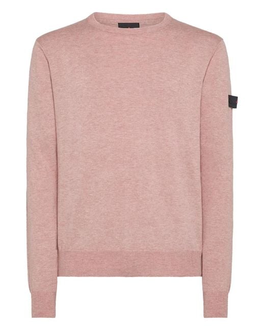 Peuterey Pink Logo-Patch Crew-Neck Sweater for men