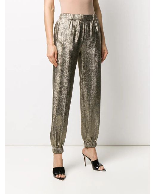 Saint Laurent Metallic-Effect Tapered Trousers