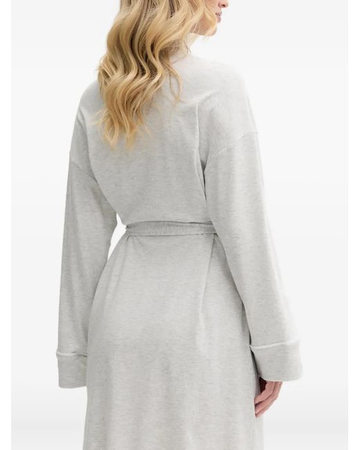 DKNY Gray Piping-Detail Belted Robe
