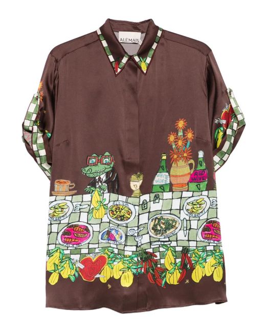 Camisa Fredo con ilustración estampada ALÉMAIS de color Brown