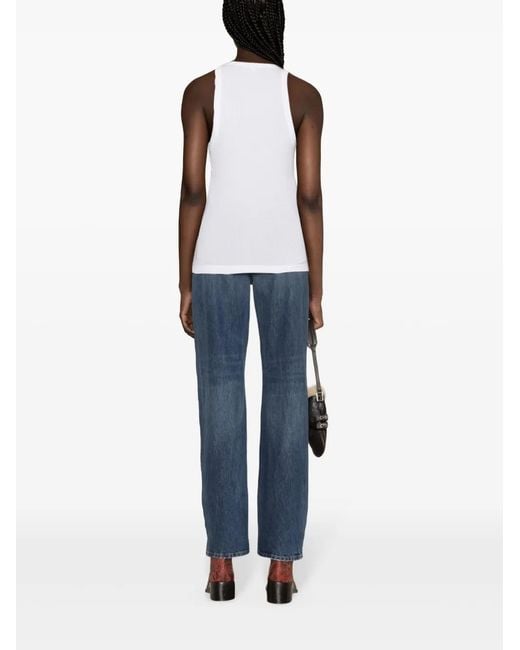 James Perse White Ribbed Tank Top Cotton Tops
